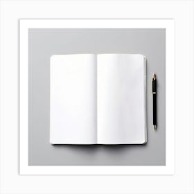 Mock Up Blank Pages Open Book Spread Unmarked Writable Notebook Journal White Clean Min (6) Art Print