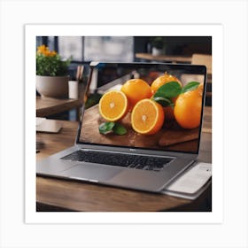 Oranges On A Laptop Art Print