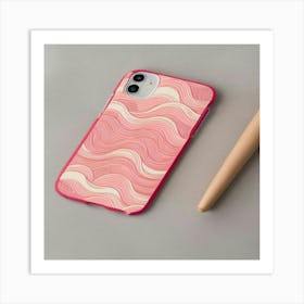 Wavy Land 4 Red And Pink Phone (1) Art Print