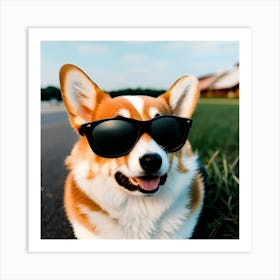 Corgi In Sunglasses 46 Art Print