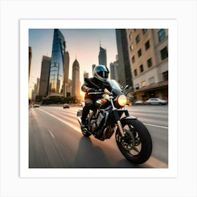 Motorcycle Rider In The City 1 Art Print