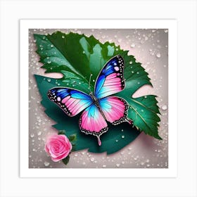 Butterfly On A Leaf Art Print