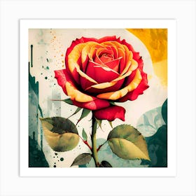 The Beauty Of A Single Rose Painting Art Print