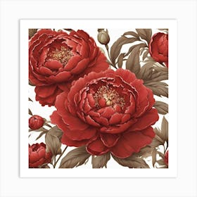 Aesthetic style, Large red Peony flower Art Print