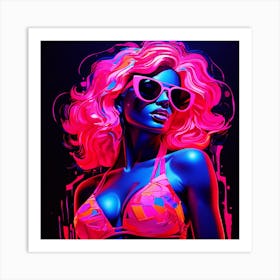 Abstract Neon Pink Bikini Woman Art Print