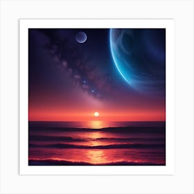 Sunset Over The Ocean 1 Art Print