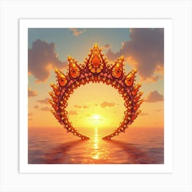 Amber Tiara, Watercolor, Glowing Sunset Sky 1 Art Print