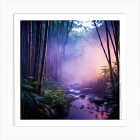 Twilight In A Bamboo Forest Captured In A Closeup Soft Diffuse Glow Featuring Shades Of Purple Pea Art Print