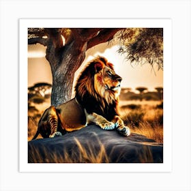 Lion In The Savannah 26 Art Print