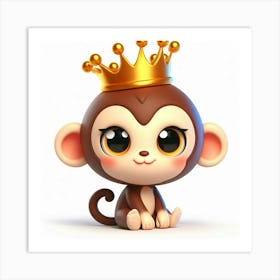 Cute Monkey With A Crown 1 Art Print
