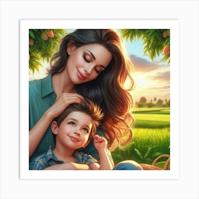 Love of mother and son Art Print