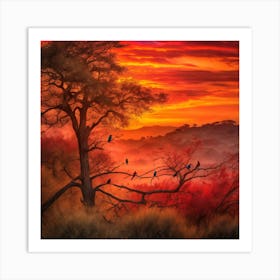 Sunset In The Savannah Art Print