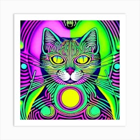 Psychedelic Cat 8 Art Print