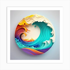 Tsunami Tidal Wave Wave Minimalist Ocean Sea 3 Art Print