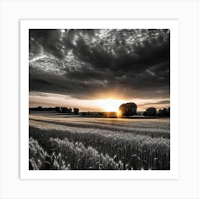 Sunset Over Wheat Field 3 Art Print