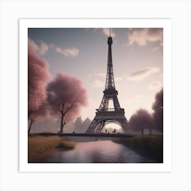 Eiffel Tower Spirit of Bob Ross Landscape Art Print