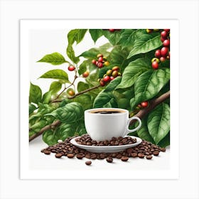 Coffee Cup With Coffee Beans 19 Art Print