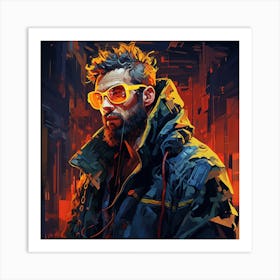 Cyberpunk Man In Sunglasses Art Print