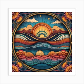 Abstract Psychedelic Sunset Art Print