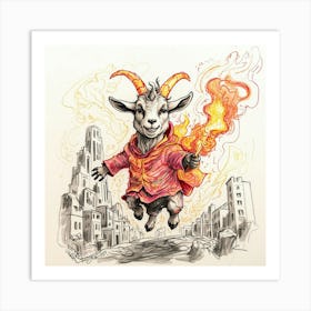 Goat In Flames 8 Art Print