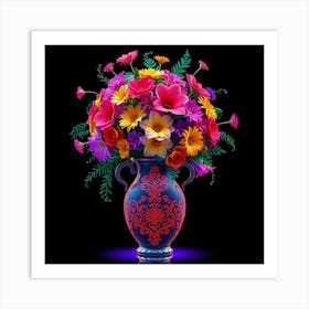 Colorful Flowers In A Vase 81 Poster