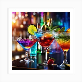 Colorful Drinks In A Bar Art Print