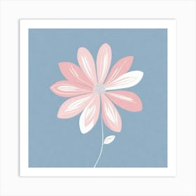 A White And Pink Flower In Minimalist Style Square Composition 415 Art Print