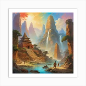 Chinese Temple Art print paintings 1 Art Print