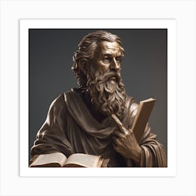 Bronze statue of a philosopher, with a wise expres_esrgan Art Print