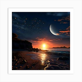 Sunset At The Beach Art Print