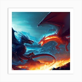 Dragons Fighting 6 Art Print