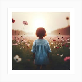 Little Girl In A Field Of Flowers 6 Art Print