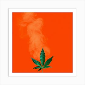 Marijuana Leaf On Orange Background Art Print