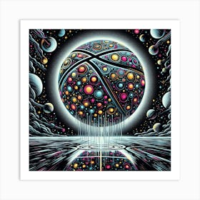 Basketball In Space Art Print