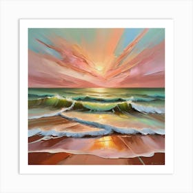 Abstract Oil Painting Capturing The Dynamic Sunset in earthy tones Art Print