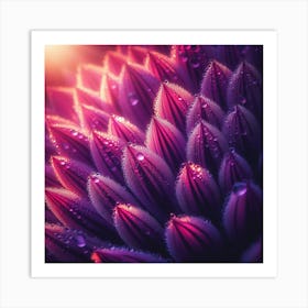 Purple Flower With Water Droplets 2 Art Print