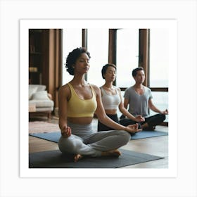 Group Of People Meditating Art Print