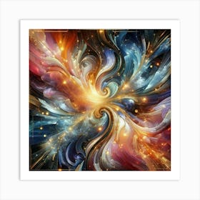 Fractal Vortex Radiant Mysterious Marble Light: Multicolor marble Art Print