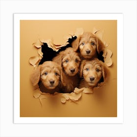 Golden Retriever Puppies Art Print