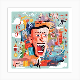 Illustration Of An Angry Man Art Print