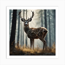 Deer In The Forest 219 Art Print