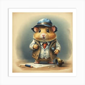 Hamster Detective Art Print