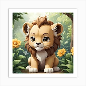 Chibi Lion Cub Art Print