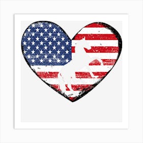 Hot Trend Horse American Flag Heart 4th Of July Usa Art Print