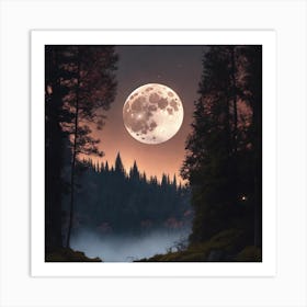 Full Moon In The Forest 1 Art Print