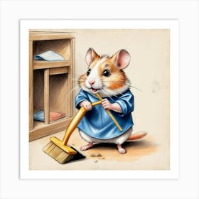 Hamster Cleaning 5 Art Print