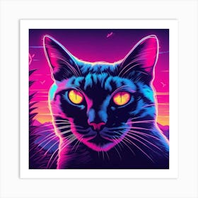 Cat With Glowing Eyes Art Print