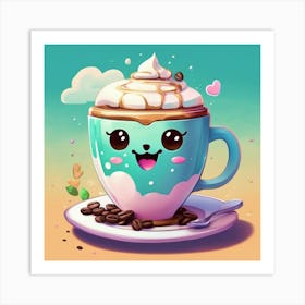 Kawaii Coffee 7 Art Print