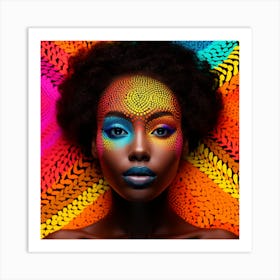 Beautiful African Woman With Colorful Makeup 1 Art Print