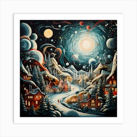 Cozy Retro Yule Impressions 1 Art Print